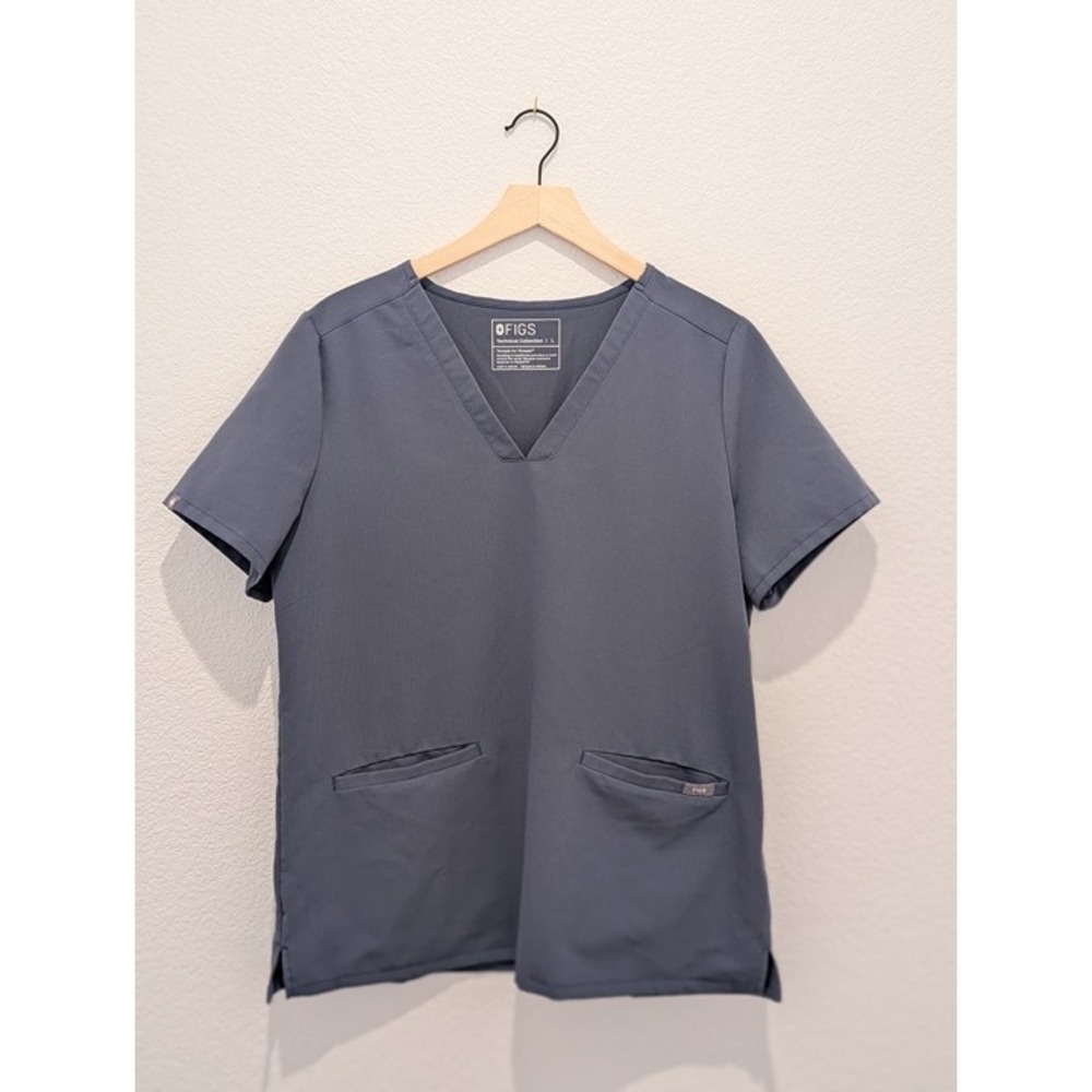 Figs Large Space Grey Casma Three-Pocket Scrub Top